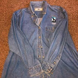 Vintage Lee Authentic Apparel Denim Button Down Shirt size XL
